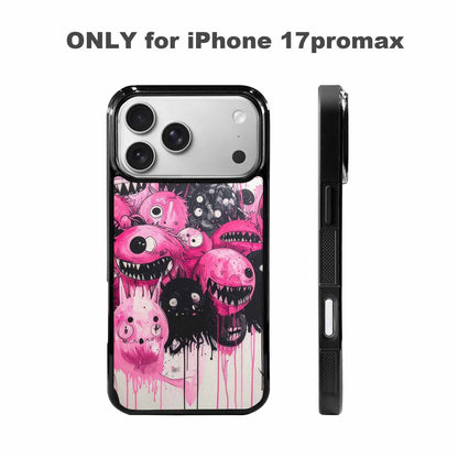 iPhone 17 Pro Max Case — Black &amp; Pink Ink Cartoon Cute, Custom Designed Case Cover