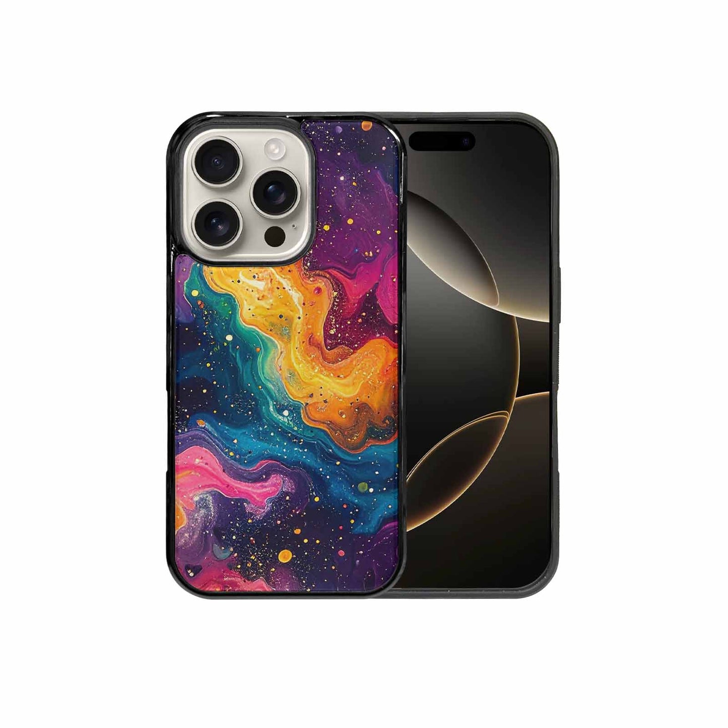 iPhone 16 Pro Case — Galaxy Art Colorful Cosmic Dust Small, Custom Made Phone Cover