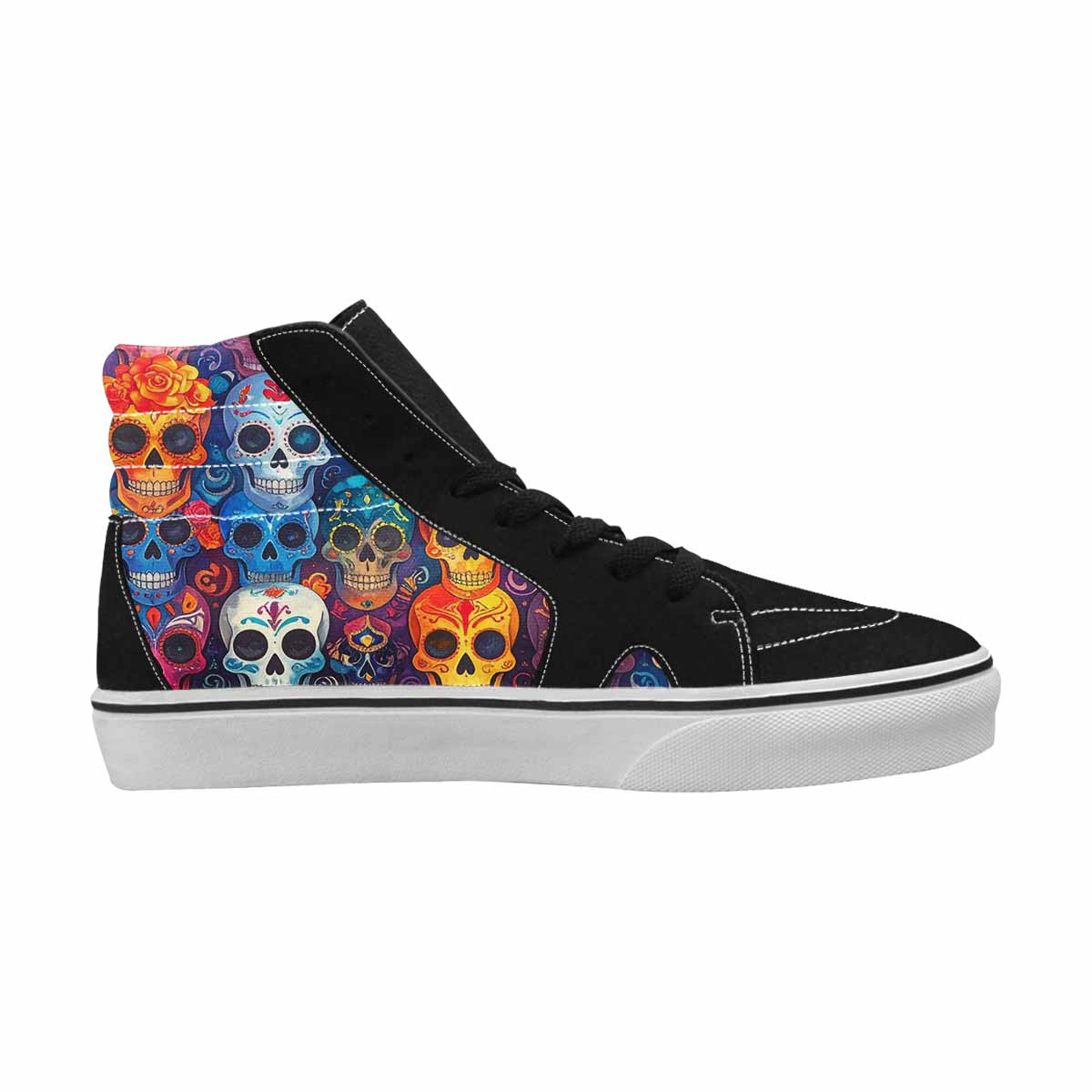 MEN'S Skull High Top Canvas Wallpaper Art Custom Sneakers