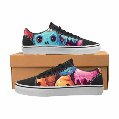 WOMEN'S Ice Cream Monsters  Lace-Up Canvas Wallpaper Art Custom Sneakers