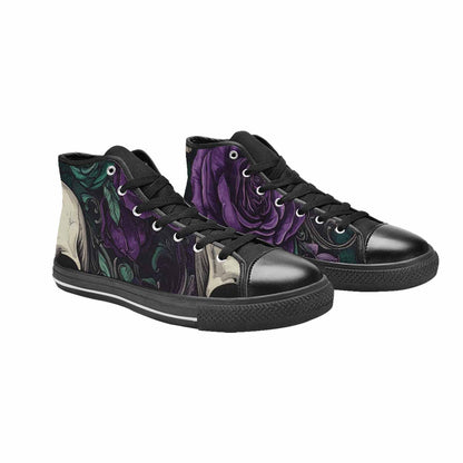 WOMEN'S Skulls Roses Gothic Filigree High Top Canvas Aesthetic Custom Sneakers