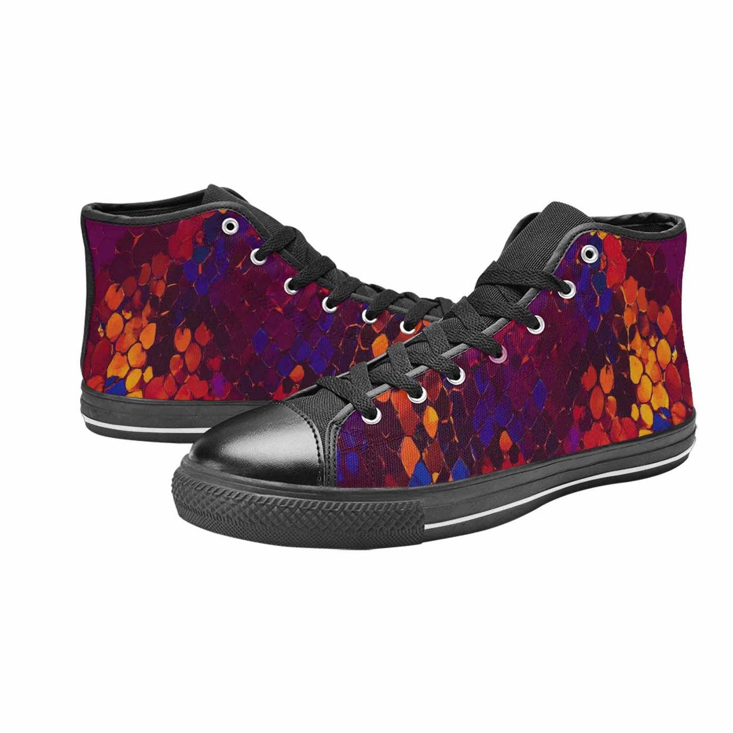 MEN'S Dark Snake Print High Top Canvas Vivid Sneakers