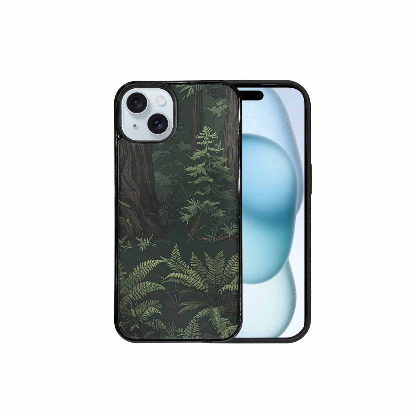 iPhone 15 Plus Case — Seamless Pattern Ancient Redwood Forest Giant, Custom Designed Case Cover
