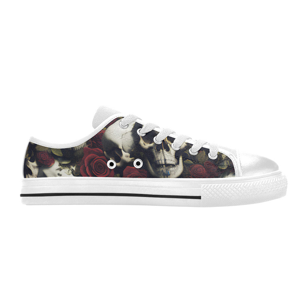 WOMEN'S Rose Skulls Dark Canvas Neon Fantasy Sneakers