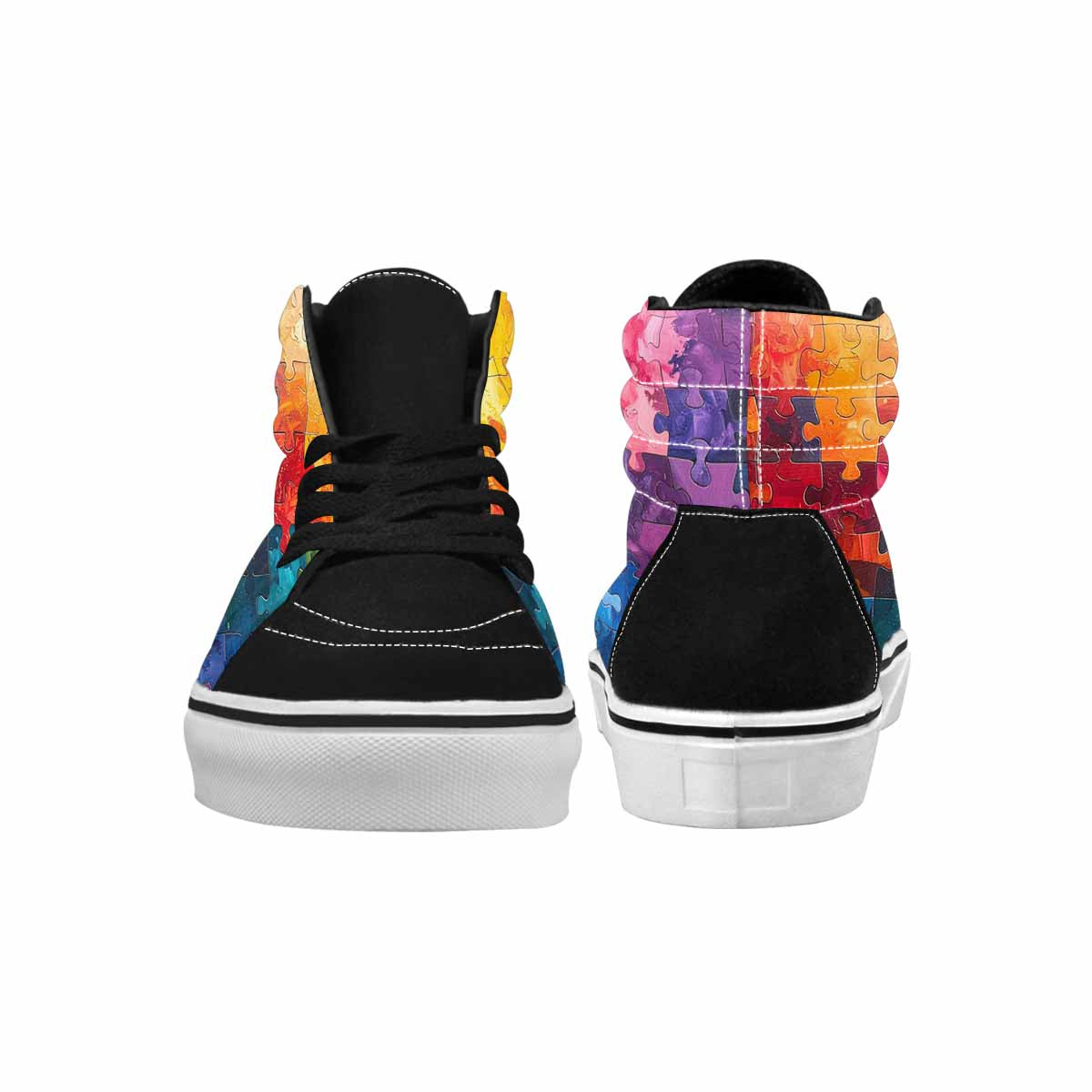 MEN'S Autism Puzzle Pieces High Top Canvas Grunge Custom Shoes