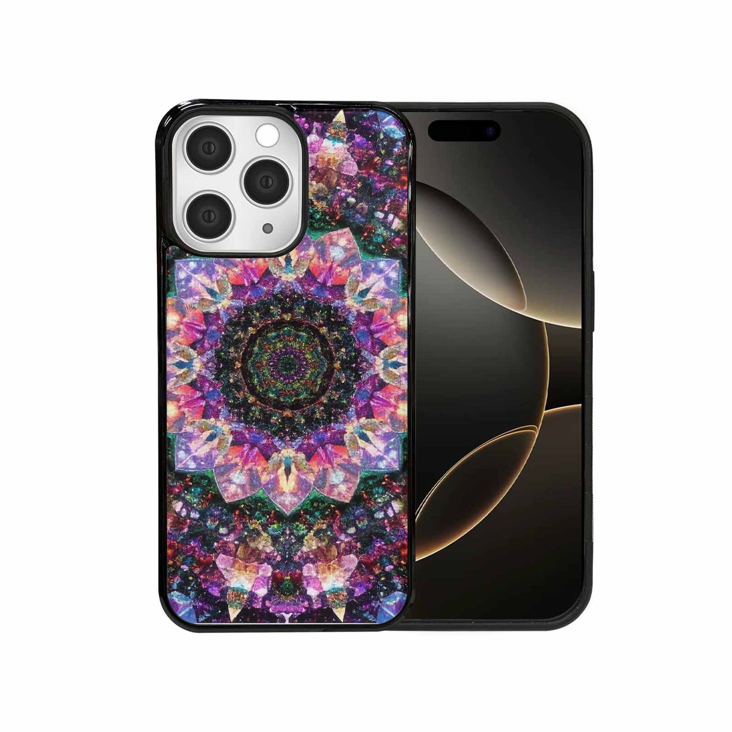 iPhone 15 Pro Max Case — Crystal Mandala Art Seamless Pattern Vibrant, Custom Designed Case Cover