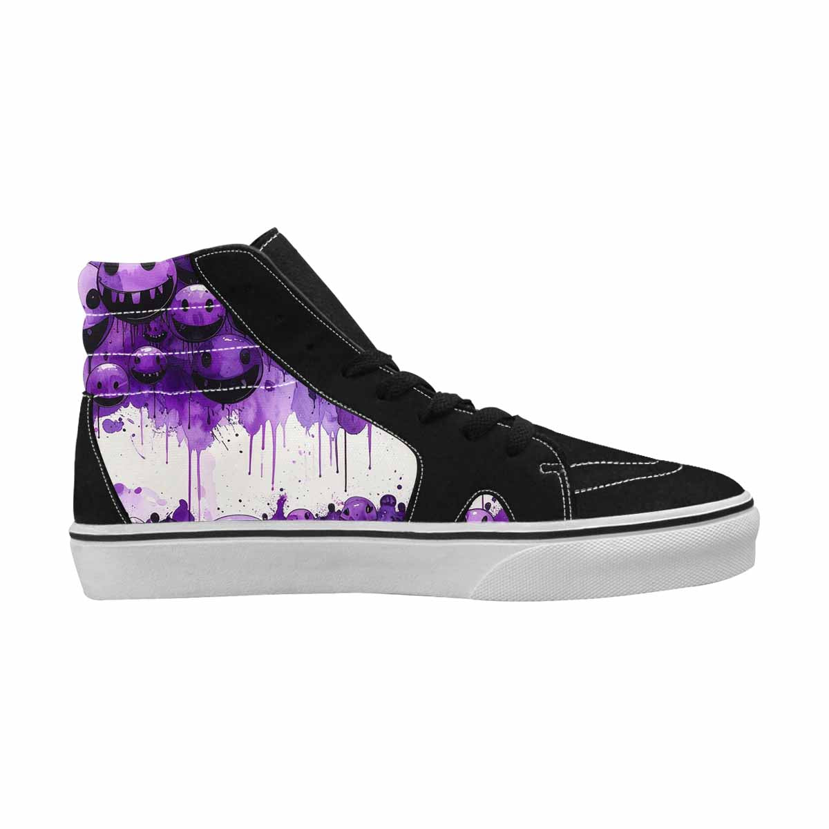 MEN'S Melting Moon Smiley High Top Canvas Surreal Custom Shoes