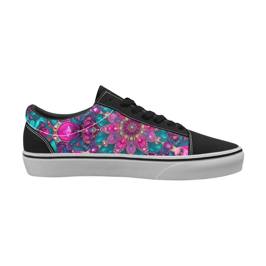 WOMEN'S Feminine Jeweled Skull Low Top Skateboarding Dreamcore Custom Shoes