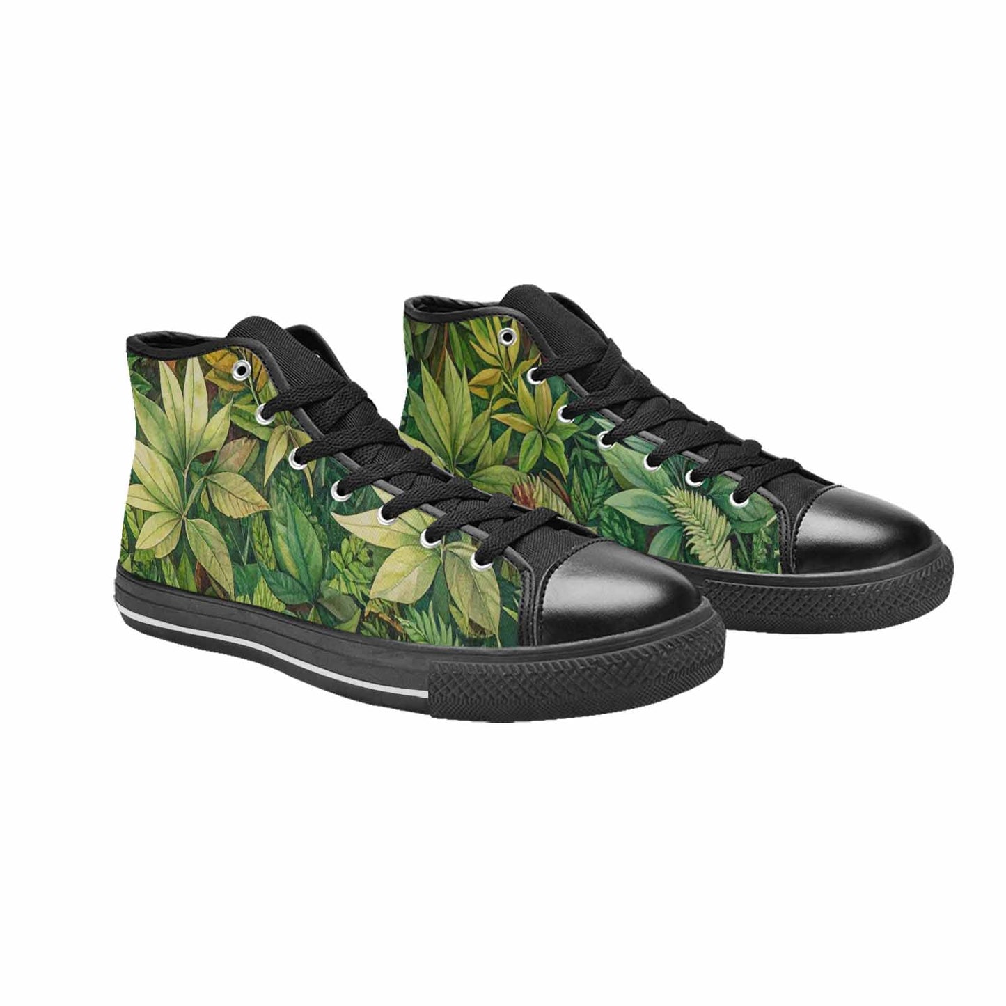 MEN'S Seven-Point Palmate Leaf High Top Canvas Grunge Sneakers