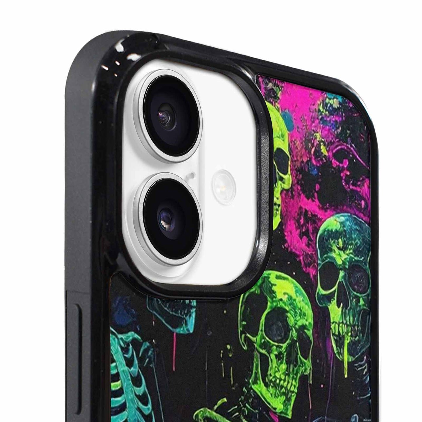 iPhone 17 Case — Skeletons Neon Green Original Art, Personalized Phone Case