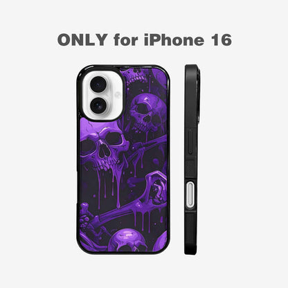 iPhone 16 Case — Monochrome Purple Skeletons Neon Drip Melting, Personalized Phone Case