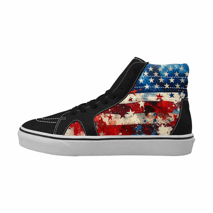 MEN'S Patriotic Stars Stripes High Top Canvas Vibrant Chaos Sneakers