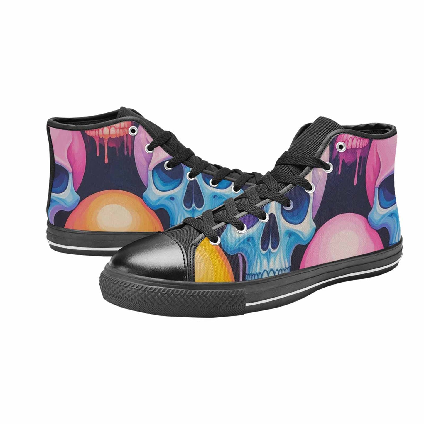 MEN'S Dripping Candy Skulls High Top Canvas Surreal Custom Shoes
