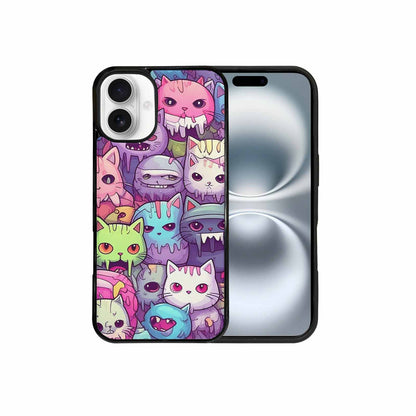 iPhone 16 Plus Case — Pastel Gore Cat Character Pattern Hundreds, Custom Printed Phone Case
