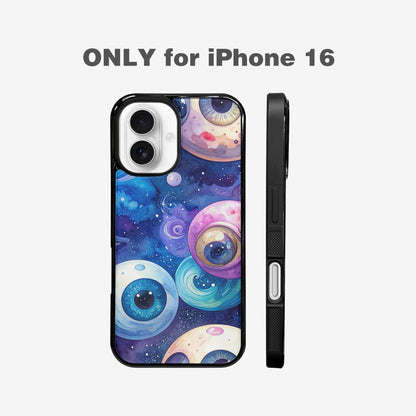 iPhone 16 Case — Cartoon Eyeballs Galaxy, Unique Phone Case Design