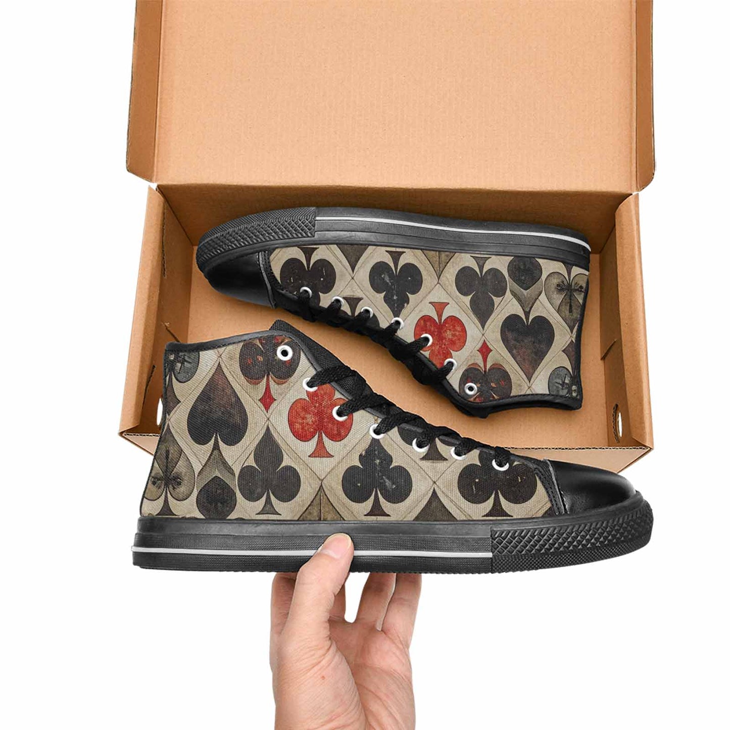MEN'S Playing Card Suit High Top Canvas Vivid Shoes