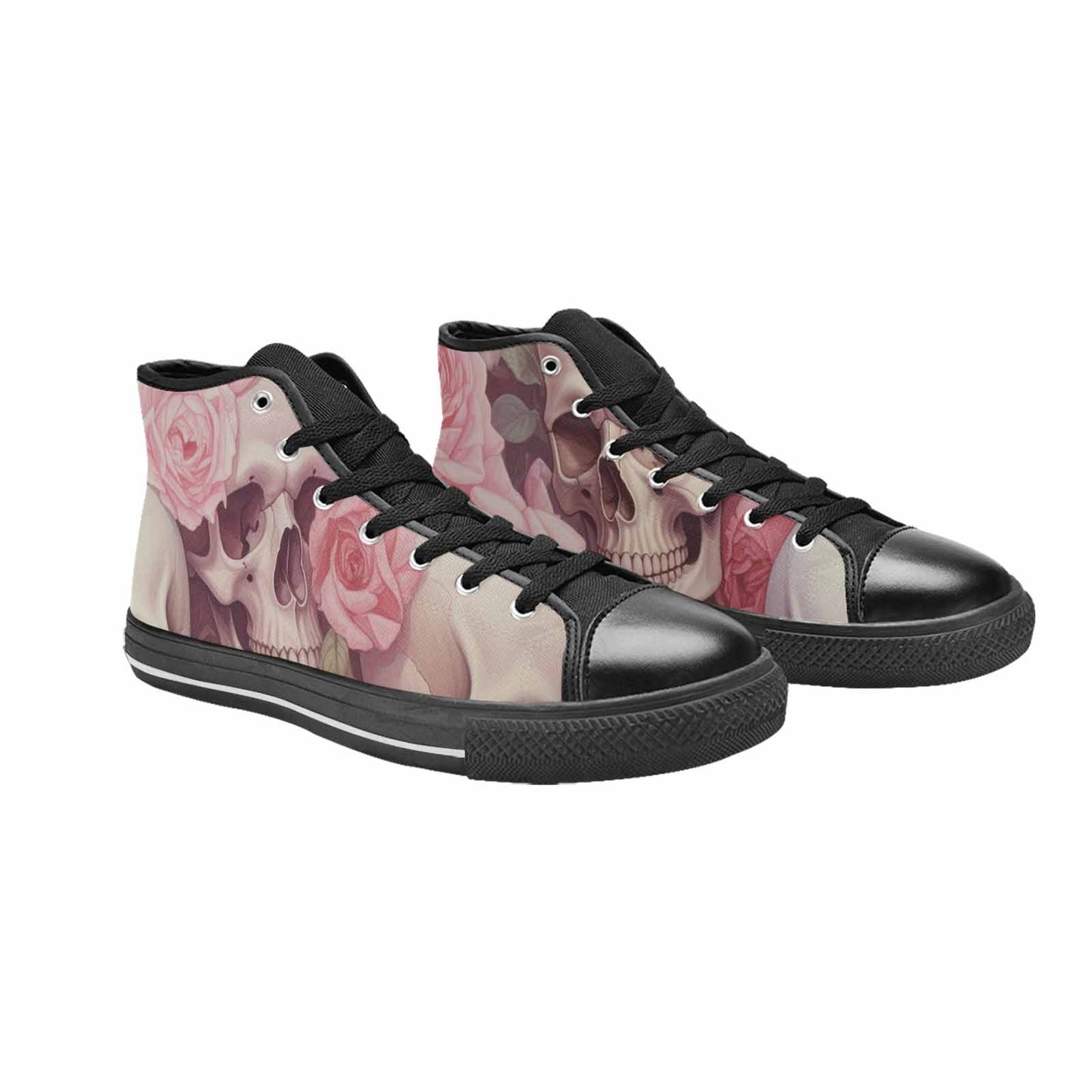MEN'S Skulls Roses Soft Airbrush High Top Canvas Grunge Shoes