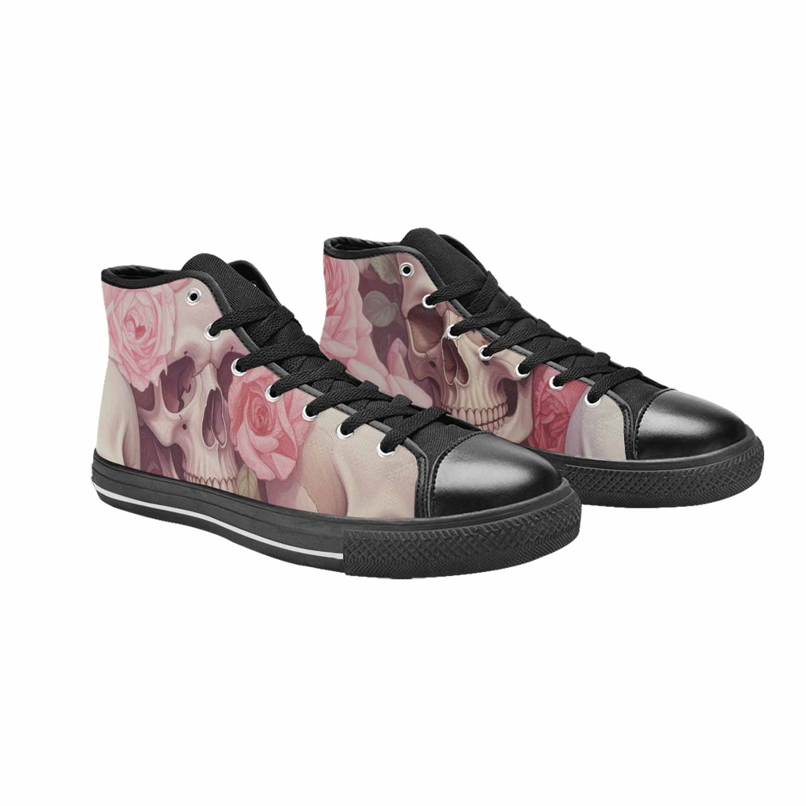 MEN'S Skulls Roses Soft Airbrush High Top Canvas Grunge Shoes