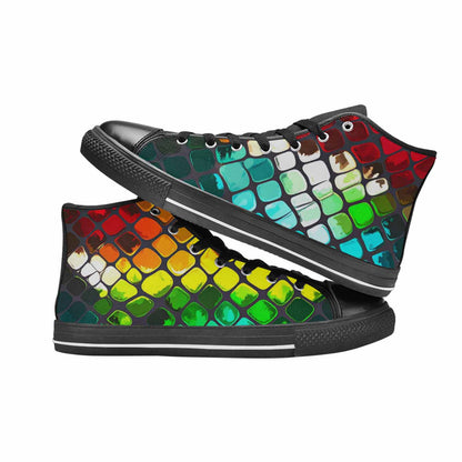 WOMEN'S Dark Snake Print High Top Canvas Surreal Custom Shoes