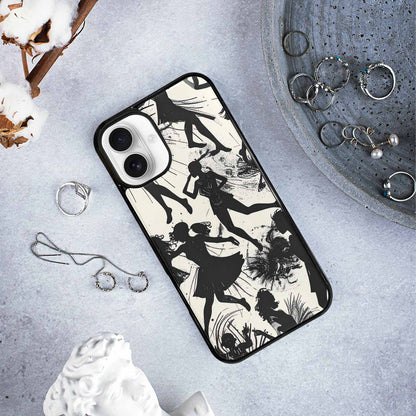 iPhone 16 Plus Case — Bold Dancing Figure Line Art Pattern, Custom Made Phone Cover