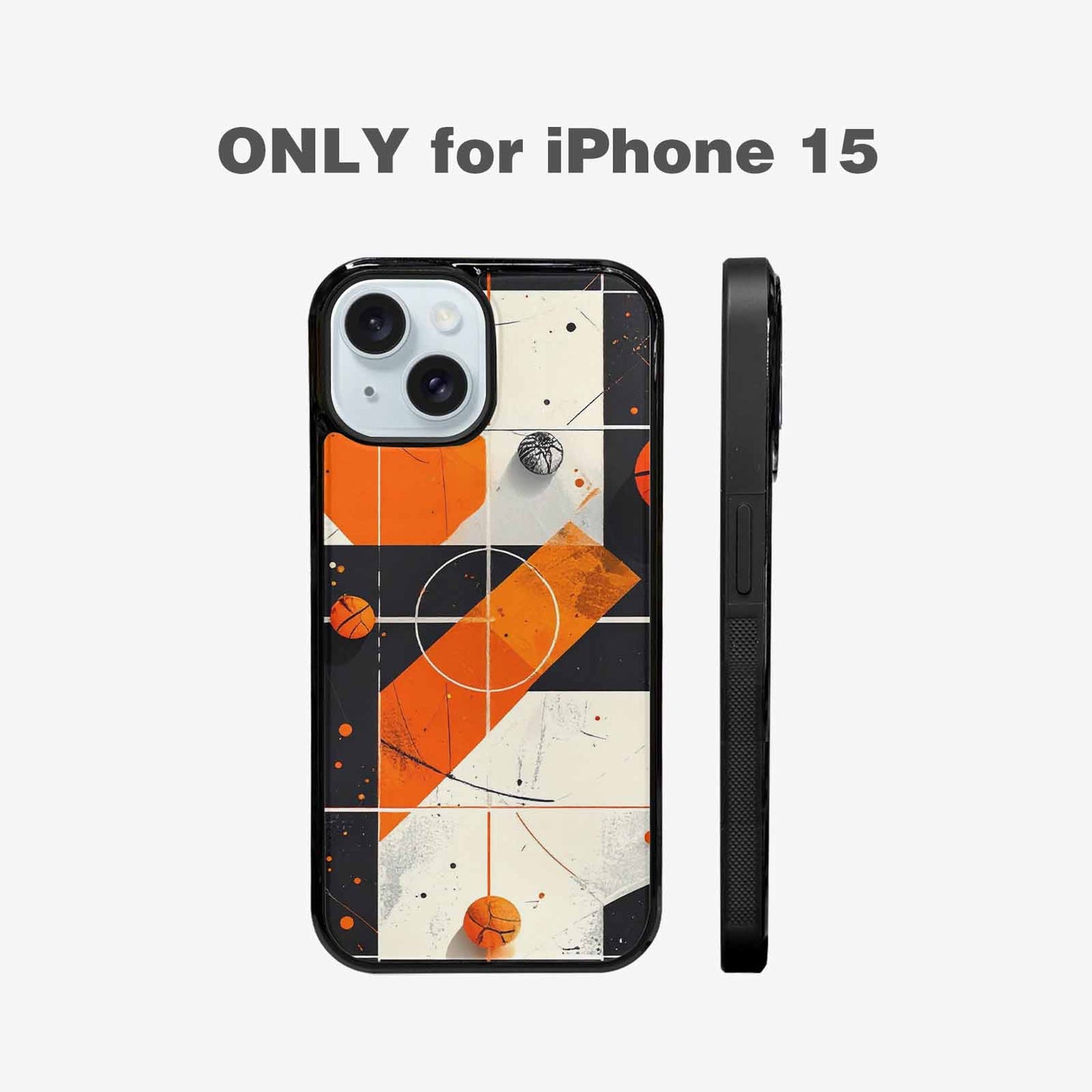 iPhone 15 Case — Basketball Pattern Court Lines And Balls, Unique Phone Case Design
