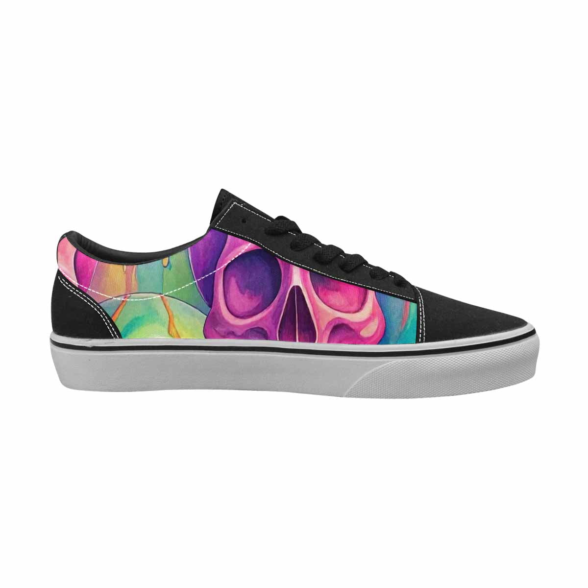 MEN'S Candy Color Dripping Skulls Canvas Lace-Up Wallpaper Art Shoes