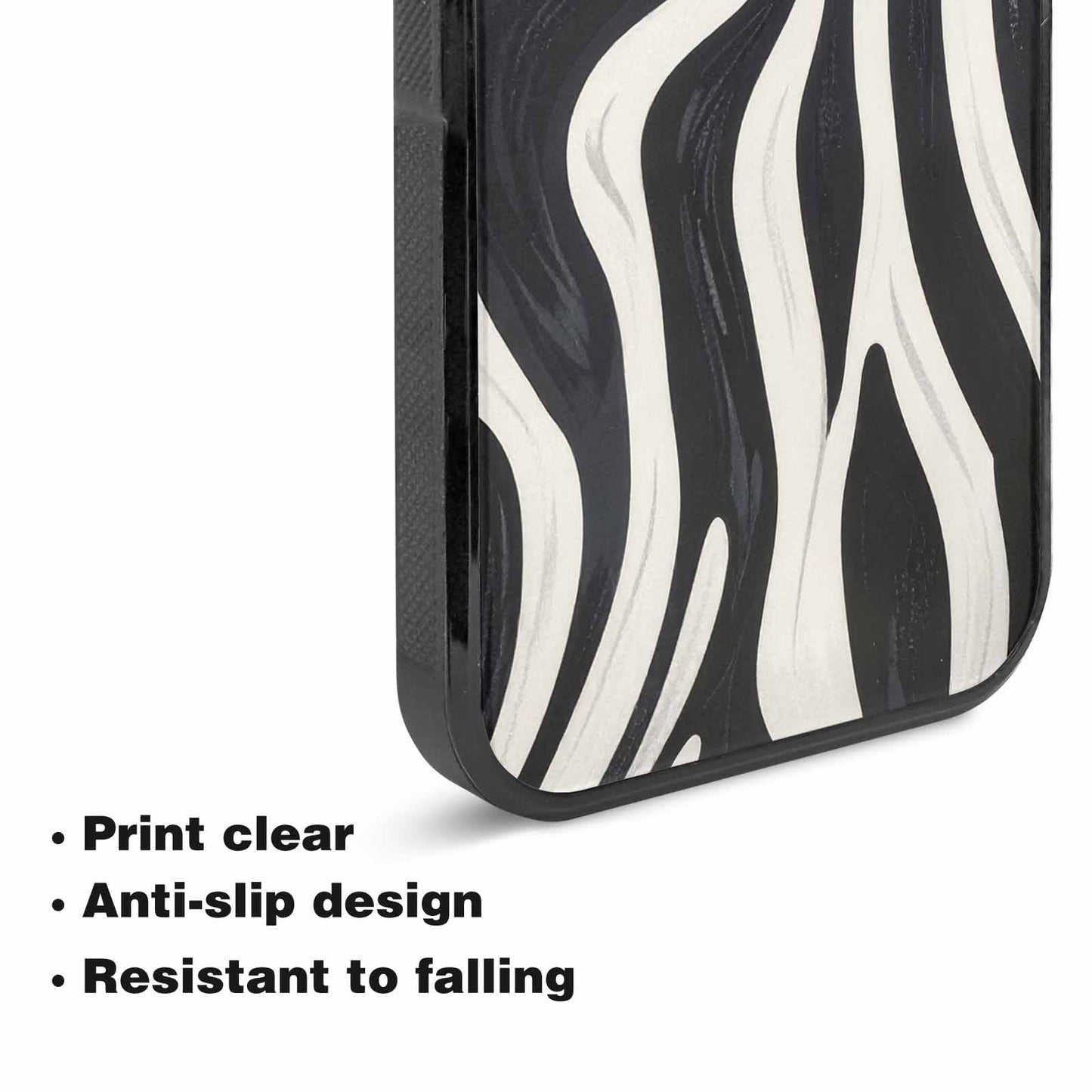 iPhone 15 Plus Case — Modern Zebra Stripe Print Crisp Black, Custom Printed Phone Case