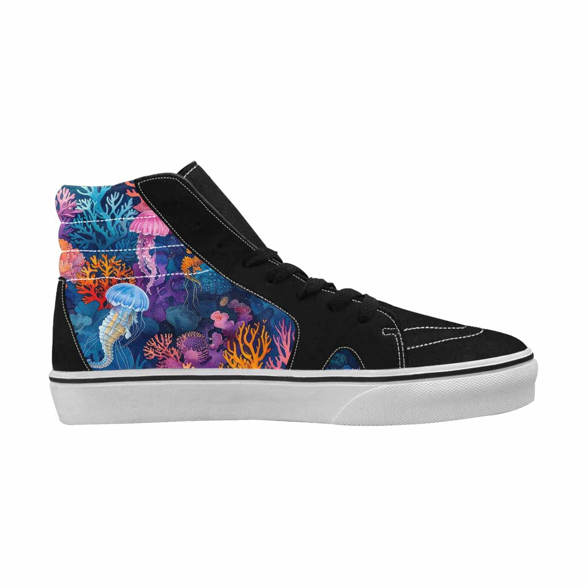 MEN'S Fish Scale Coral High Top Canvas Neon Fantasy Custom Sneakers