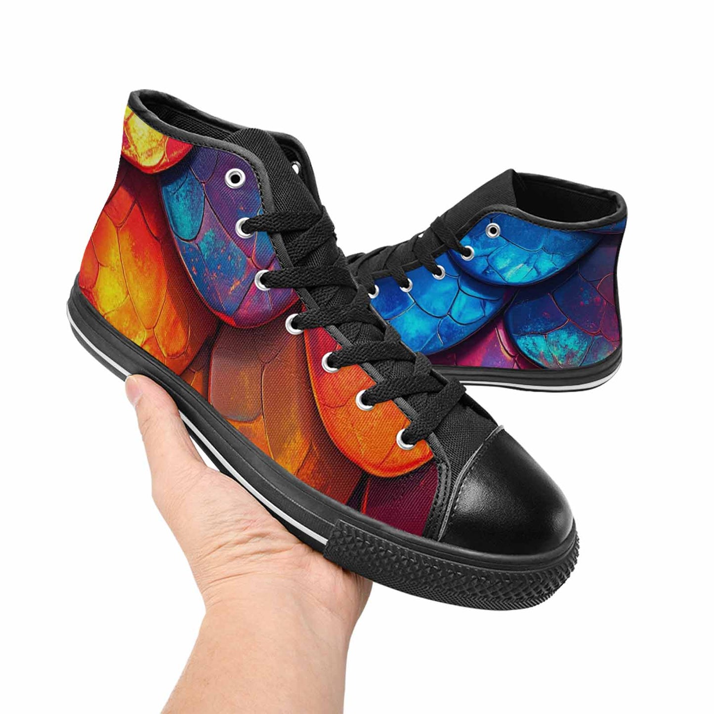 MEN'S Dark Snake Print High Top Canvas Y2K Custom Sneakers
