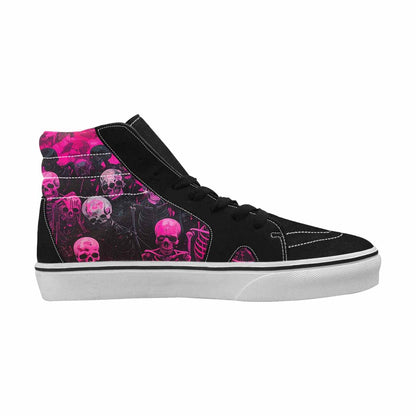 MEN'S Skeletons  Neon Pink High Top Canvas Dark Academia Custom Sneakers