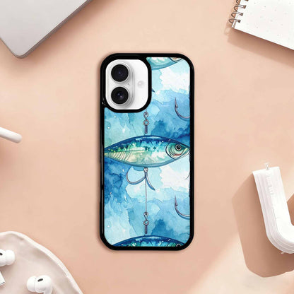 iPhone 17 Case — Fishing Lure And Hook Watercolor Abstract, Custom Made Phone Cover