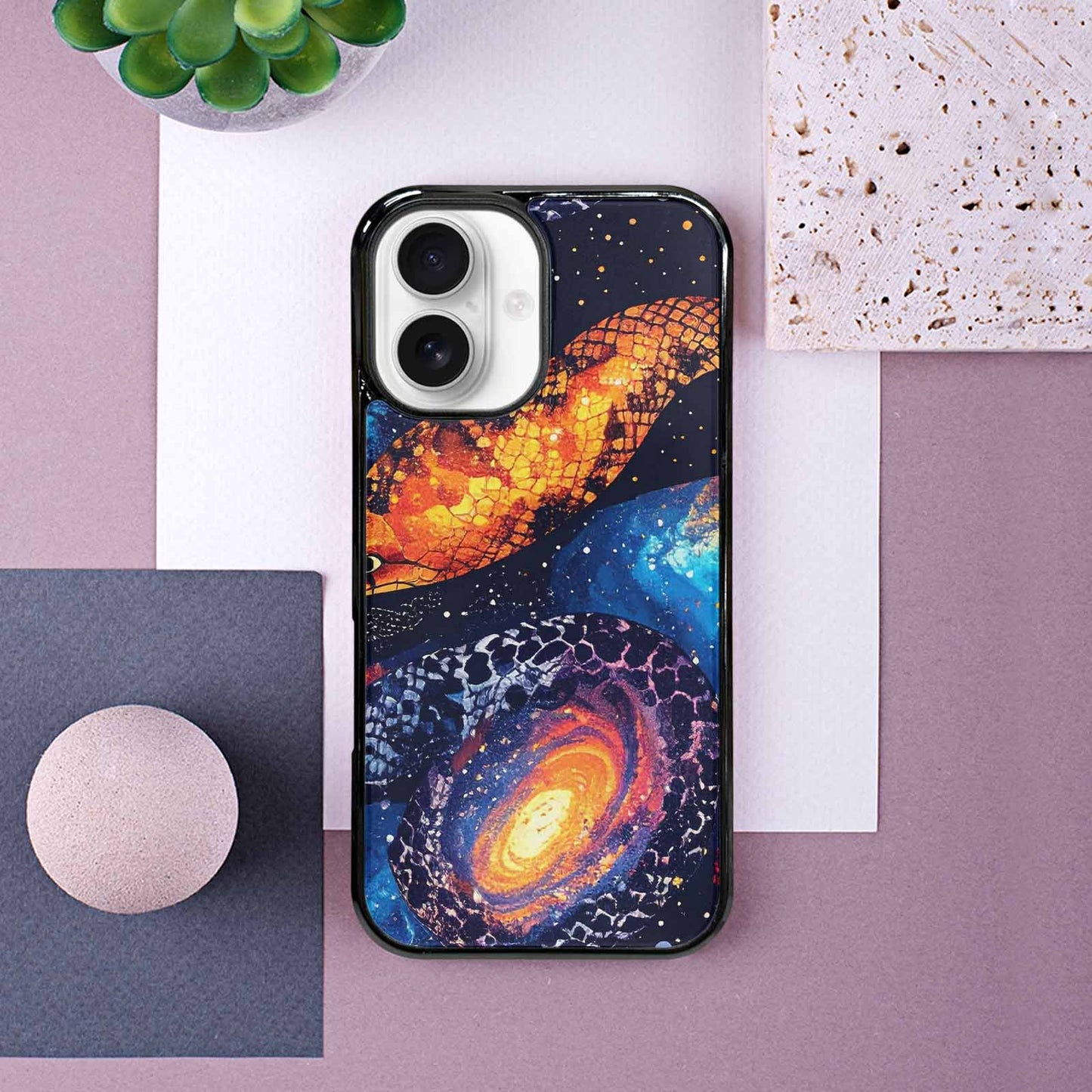 iPhone 16 Case — Galaxy Snake Print Custom, Customized Protective Case