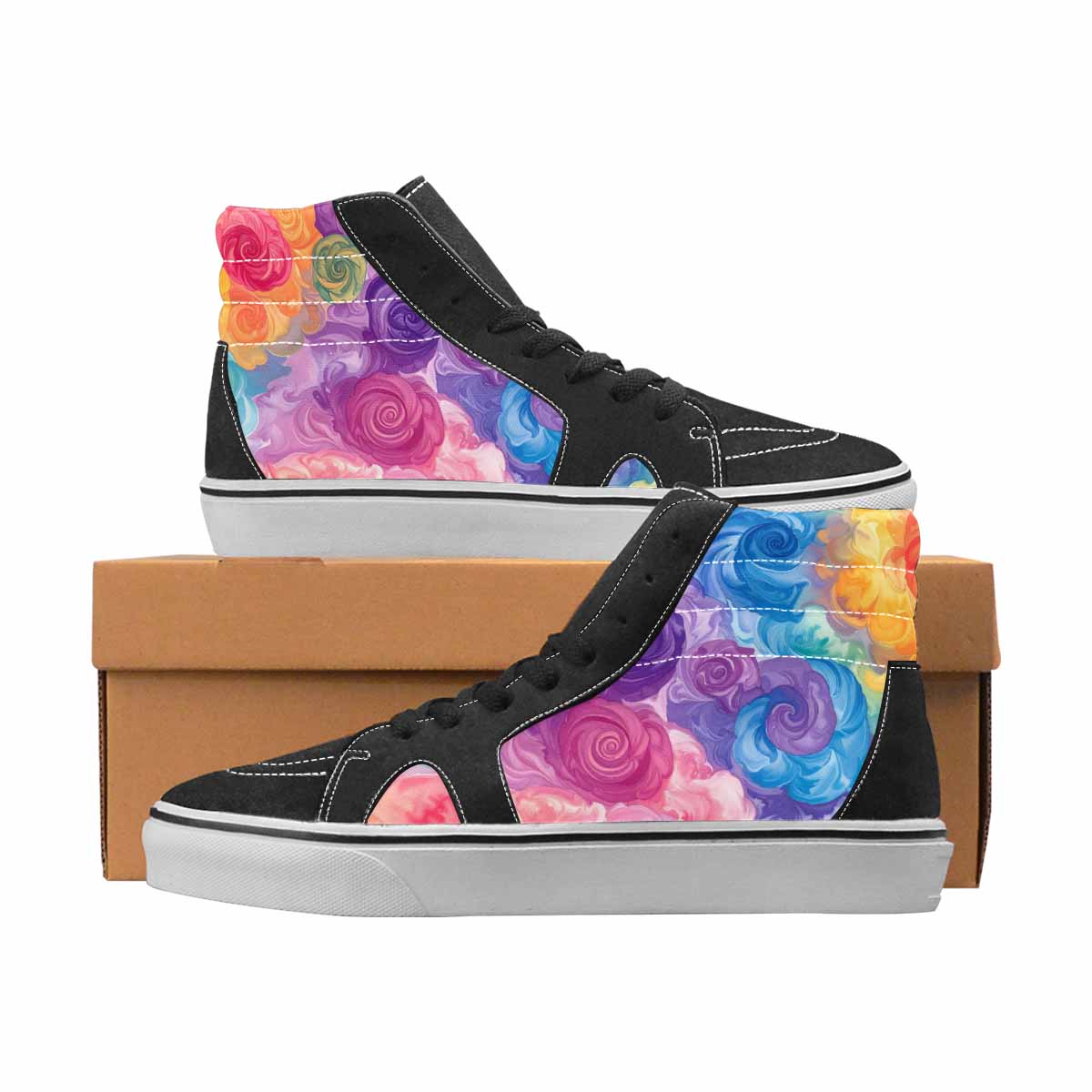 WOMEN'S Tie Dye High Top Canvas Bold Print Y2K Custom Printed Shoes
