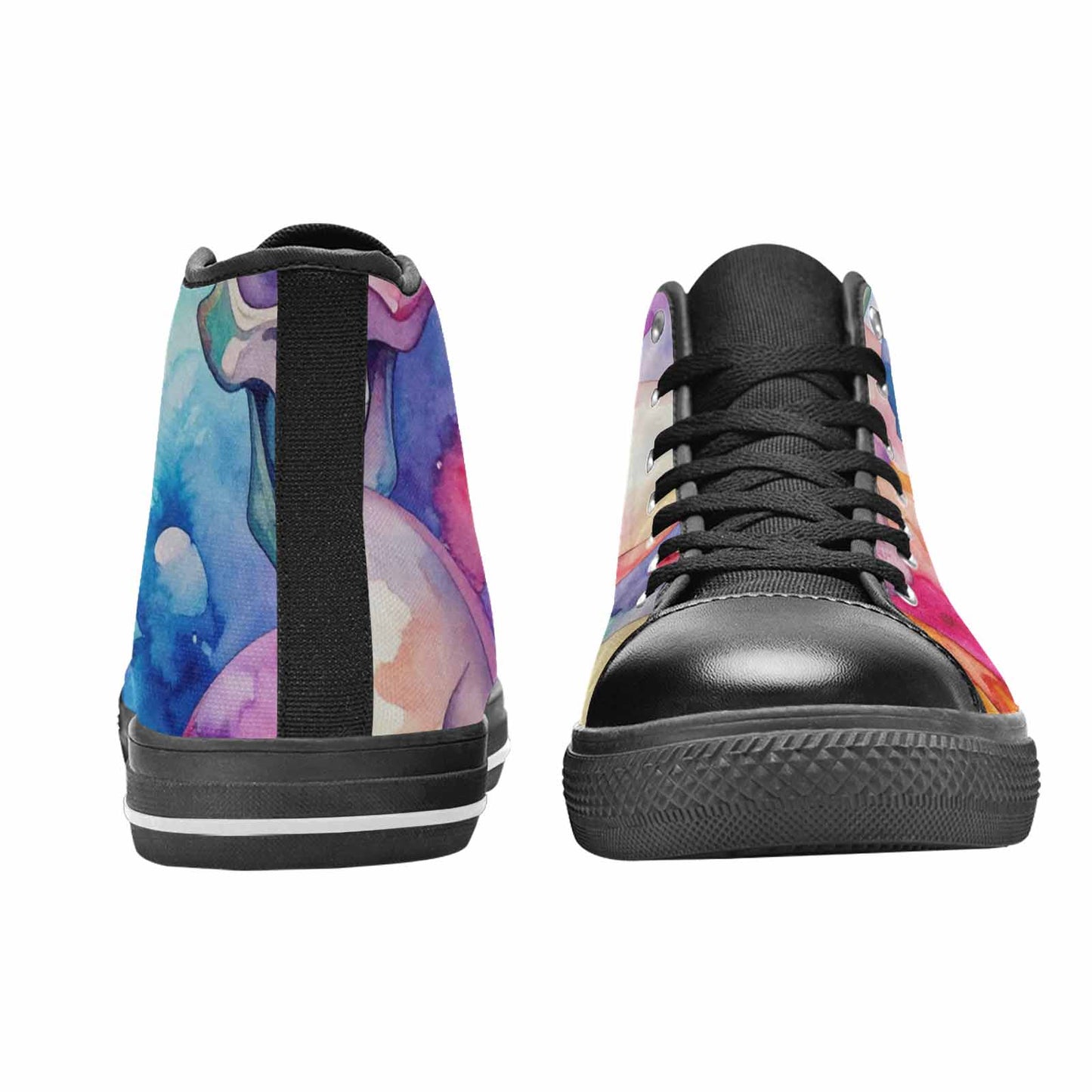 MEN'S Kulls - Watercolor High Top Canvas Vibrant Chaos Custom Shoes