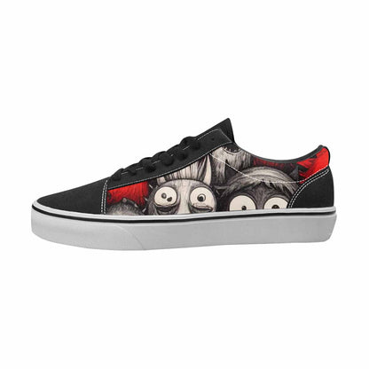 WOMEN'S Monsters Black & Red Ink Canvas Original Design Vibrant Chaos Custom Shoes