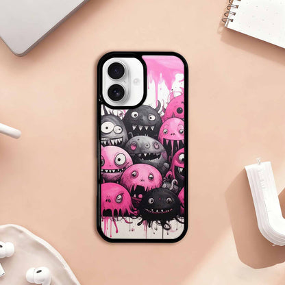 iPhone 17 Case — Monsters (general) Black &amp; Cartoon Cute, Custom Art Phone Cover