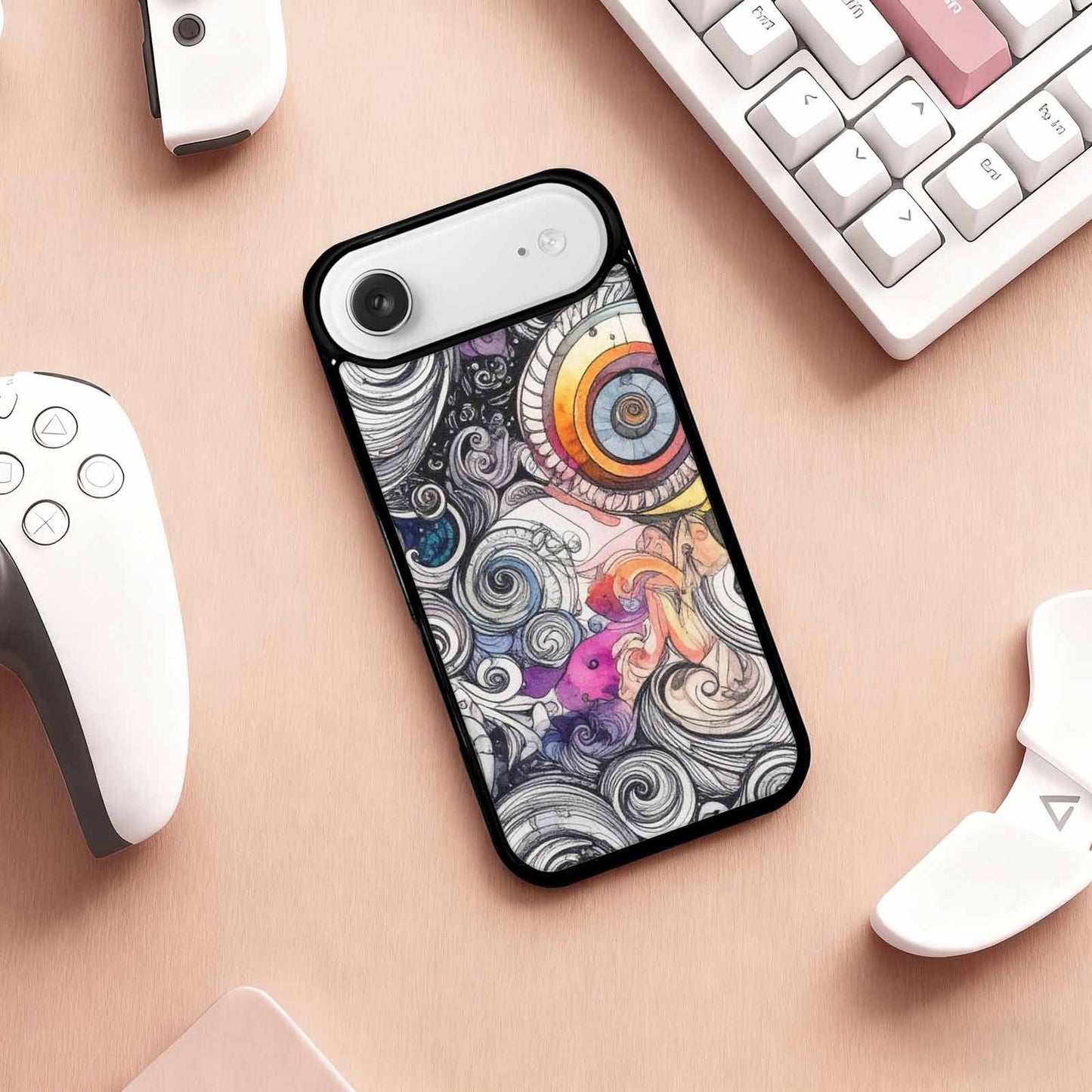 iPhone 17 Air Case — Tie Dye Swirls Black White Tie, Custom Art Phone Cover