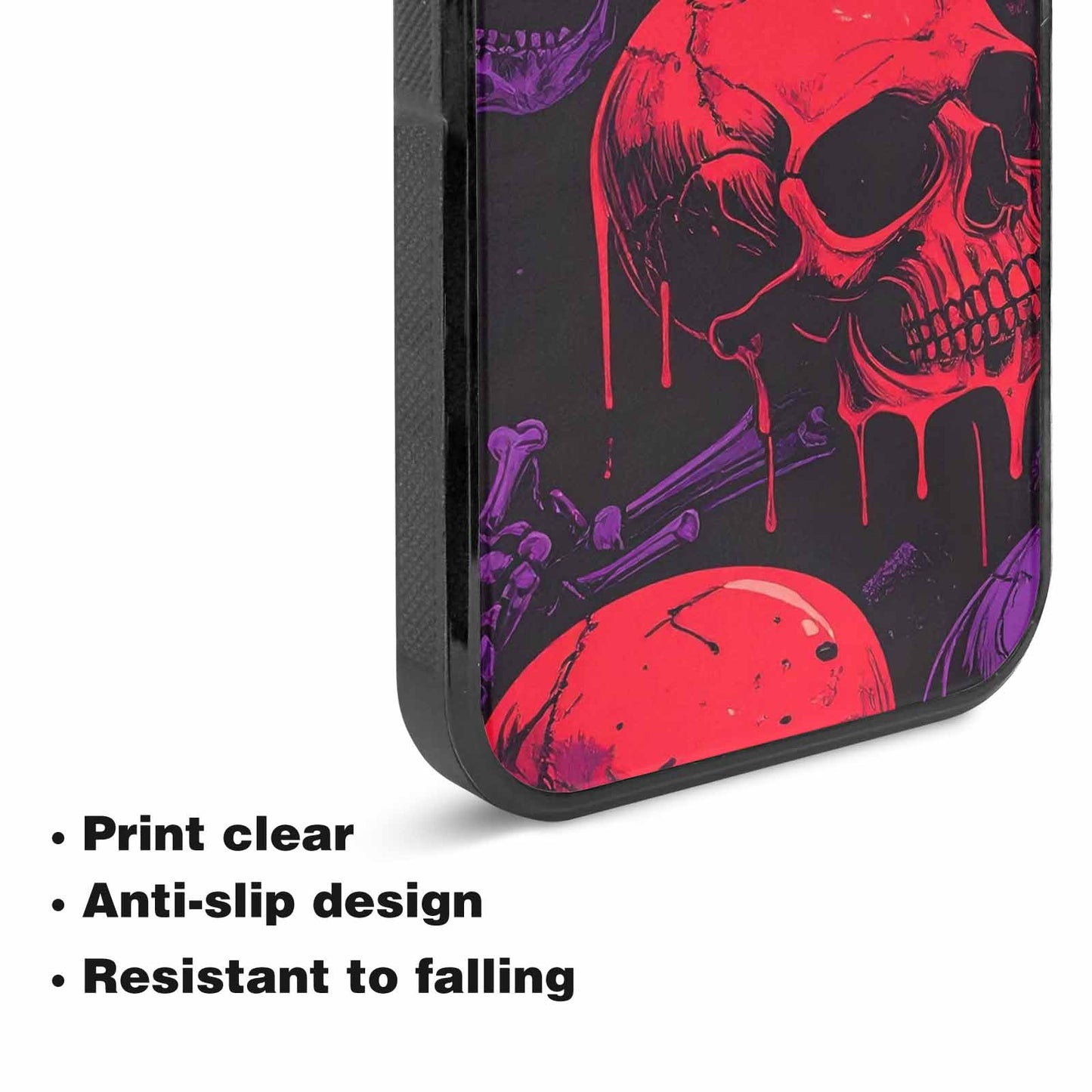 iPhone 15 Plus Case — Red Purple Skeletons Neon Drip Melting, Custom Art Phone Cover