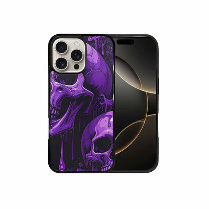 iPhone 16 Pro Max Case — Monochrome Purple Skeletons Neon Drip Melting, Custom Print Case Cover