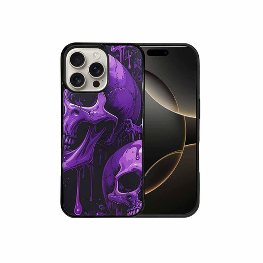 iPhone 16 Pro Max Case — Monochrome Purple Skeletons Neon Drip Melting, Custom Print Case Cover