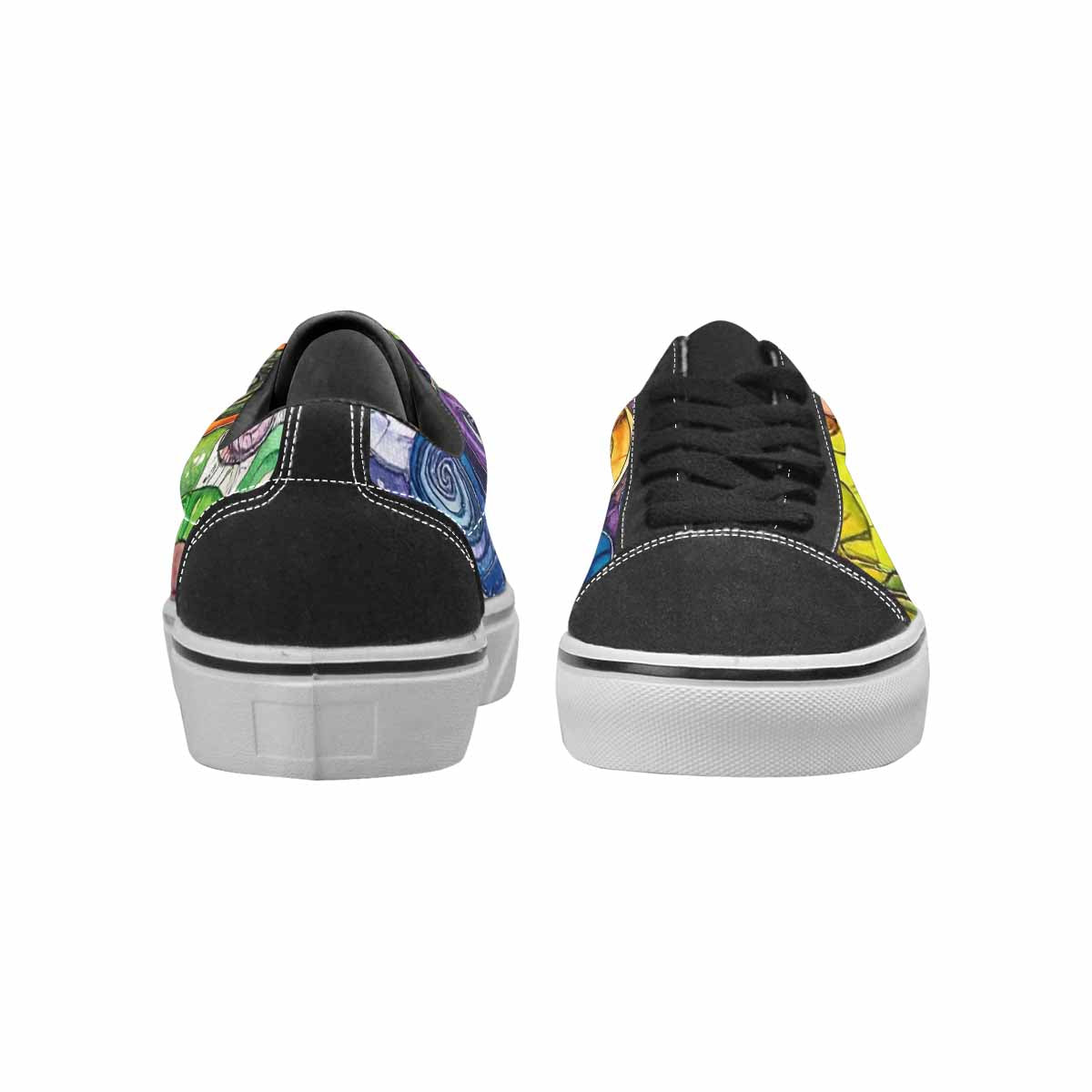 WOMEN'S Tie Dye Black & Green Ink Canvas Statement Vibrant Chaos Custom Print Sneakers