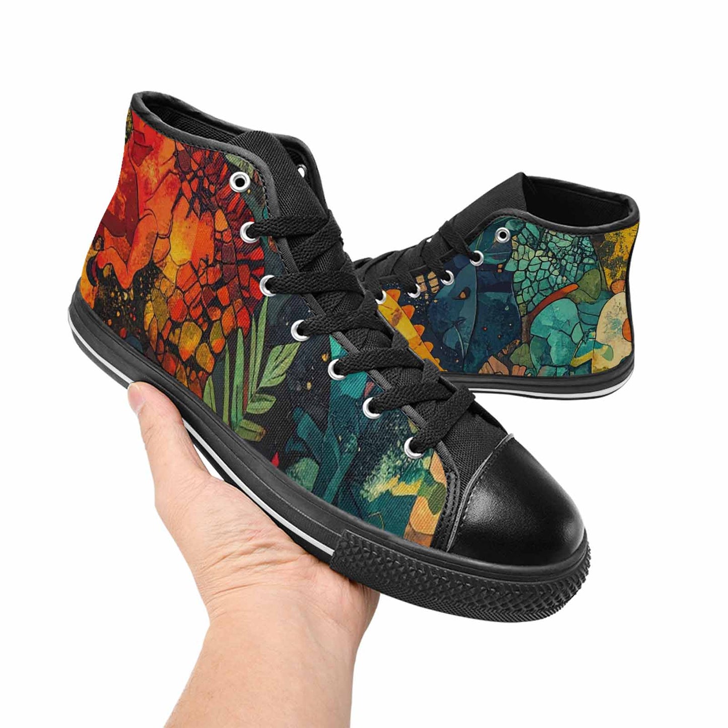 WOMEN'S Dinosaur Silhouette High Top Canvas Y2K Custom Sneakers