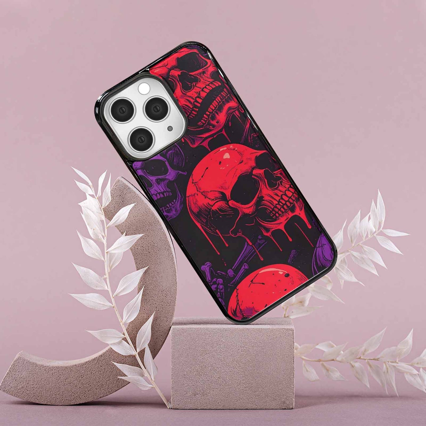 iPhone 15 Pro Max Case — Red Purple Skeletons Neon Drip Melting, Custom Print Case Cover