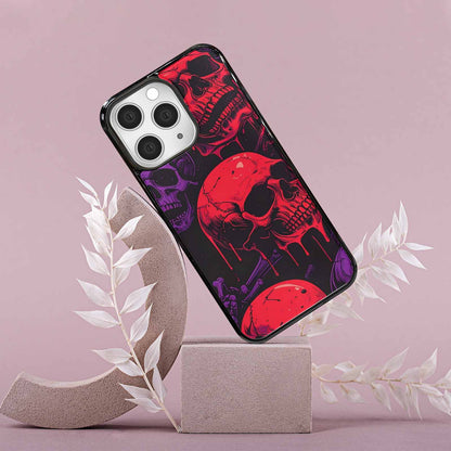 iPhone 15 Pro Max Case — Red Purple Skeletons Neon Drip Melting, Custom Print Case Cover