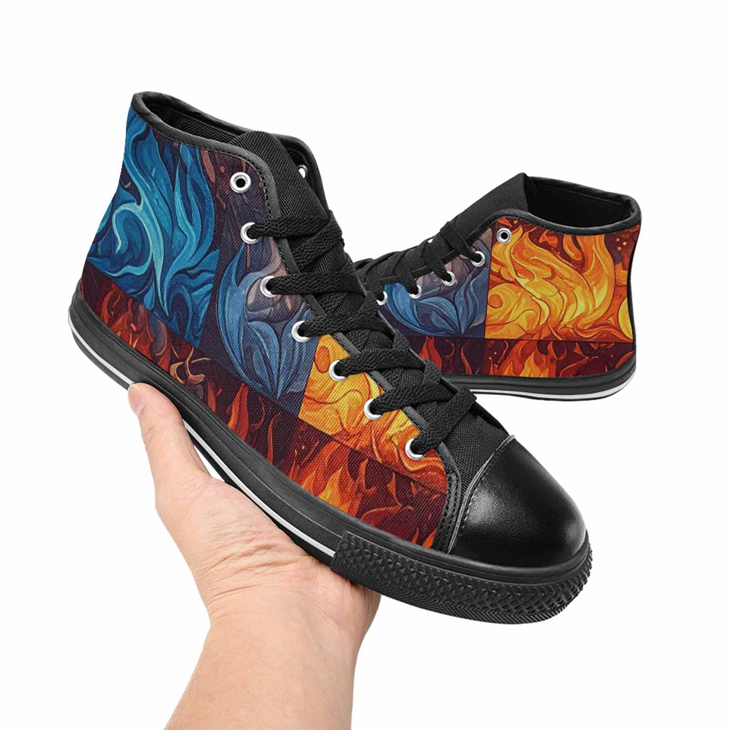 MEN'S Fire Flame High Top Canvas Wallpaper Art Custom Shoes
