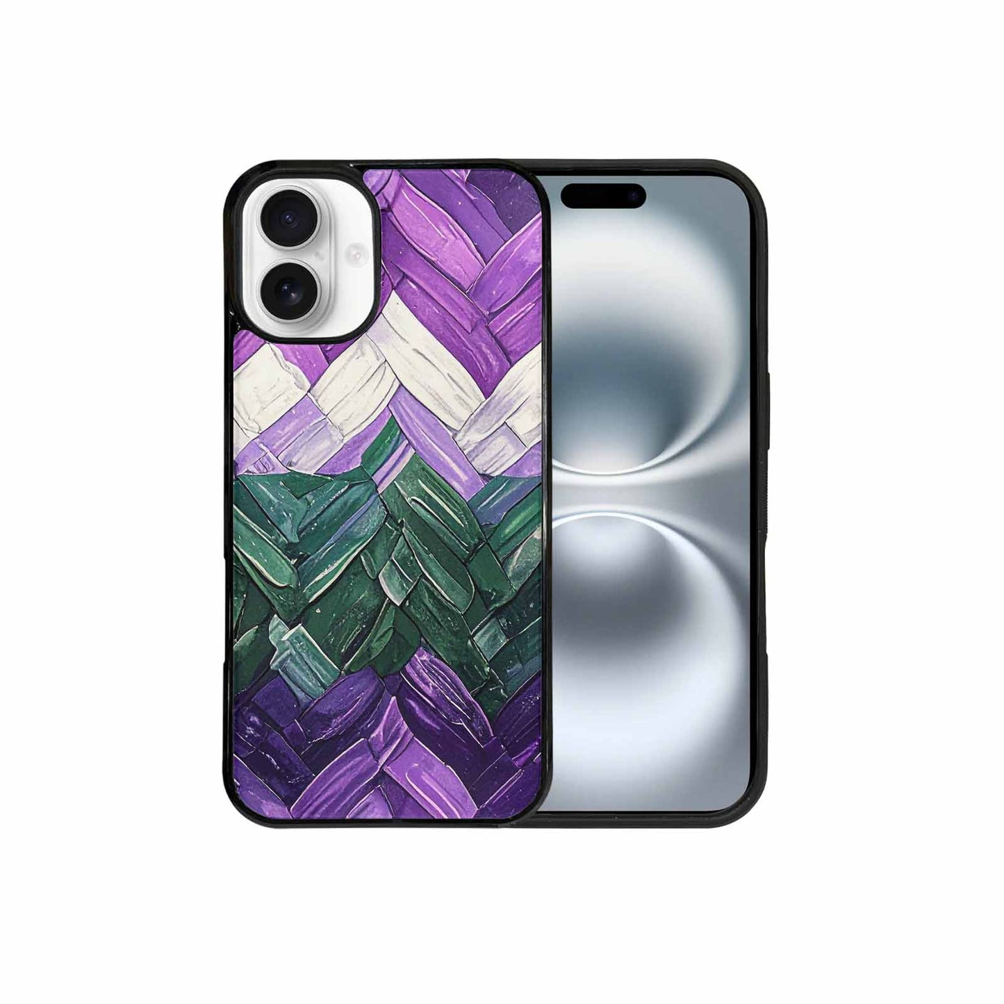 iPhone 16 Plus Case — Genderqueer Flag Color Theme Small Rainbow, Original Design Phone Case