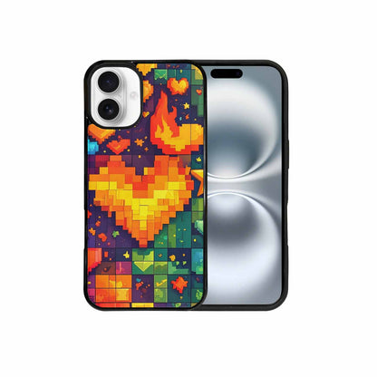 iPhone 16 Plus Case — Pixel Art 8 Bit Burst Pattern, Custom Printed Phone Case