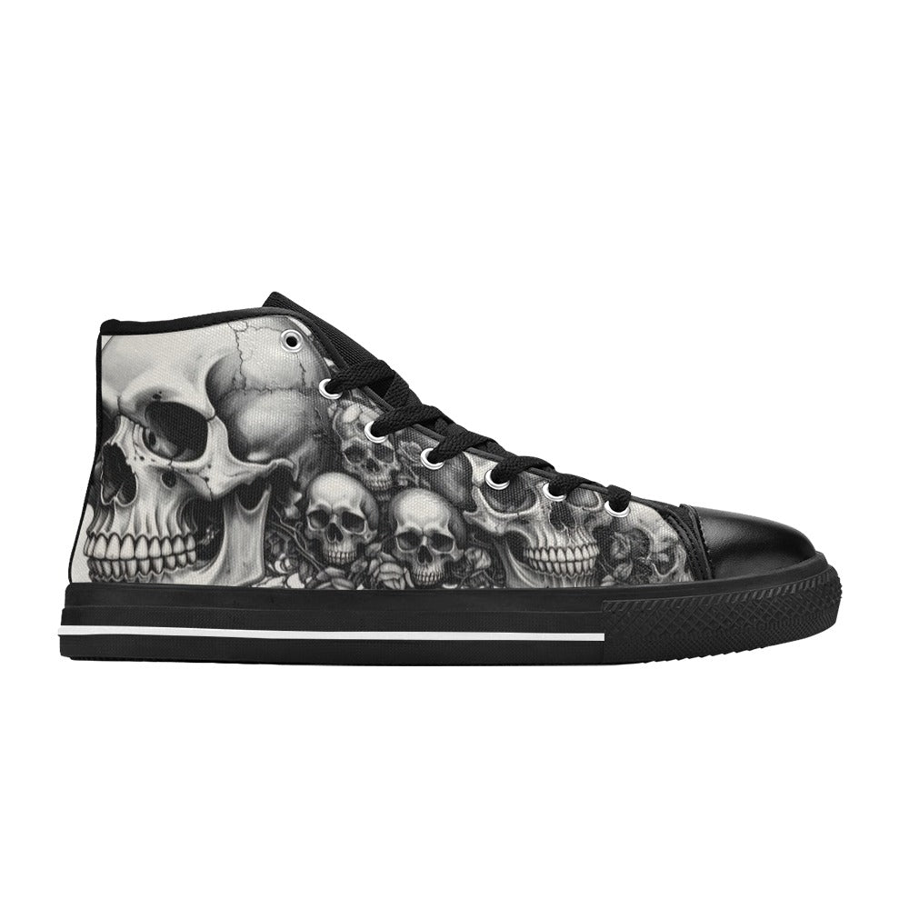 Gothic Skull Rose Men's Dark Art Canvas High Top Shoes | Freaky Shoes®