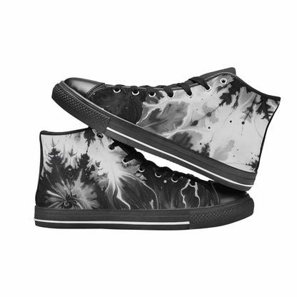 MEN'S Tie Dye Acid Wash Black White High Top Canvas Dreamcore Custom Shoes