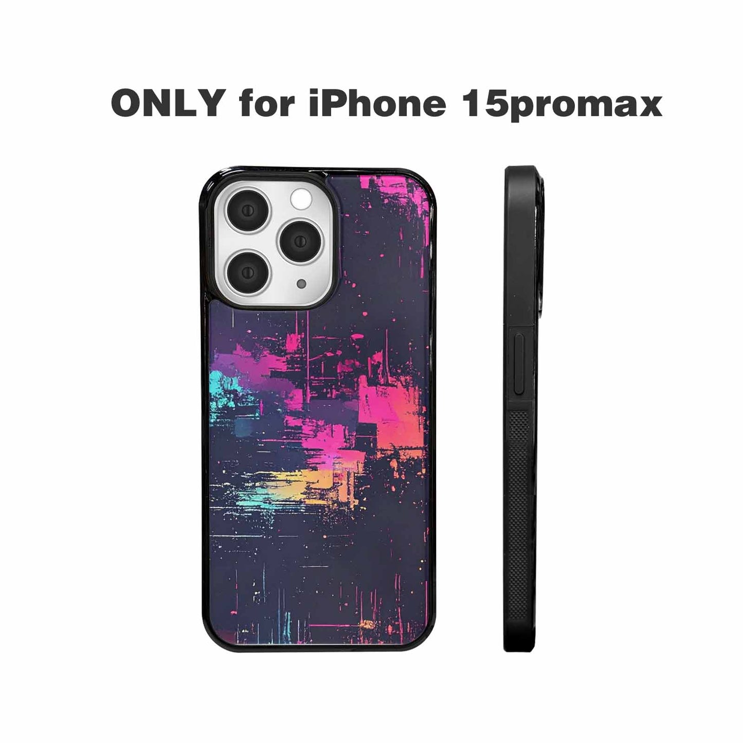 iPhone 15 Pro Max Case — Glitch Dark Art Seamless Pattern Vibrant, Unique Phone Case Design